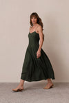 Alma Pintuck Maxi Dress in Forest
