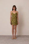 Freya Crossback Mini Dress in Moss