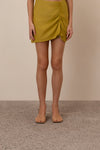 Promise Ruched Mini Skirt in Moss