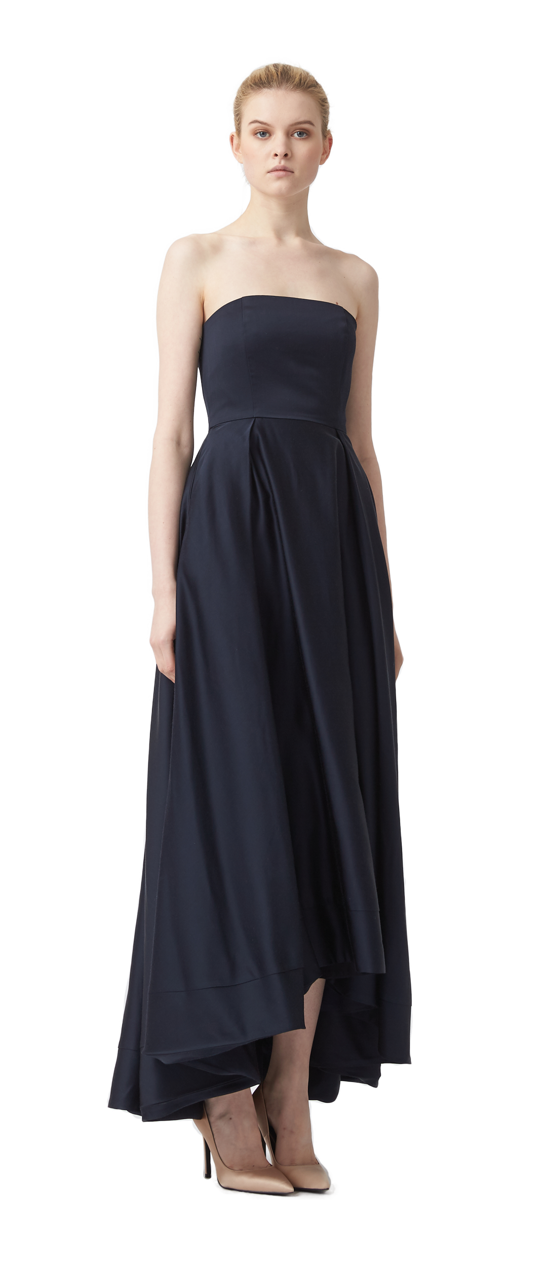 GODIVA PLEATED BUSTIER MAXI DRESS