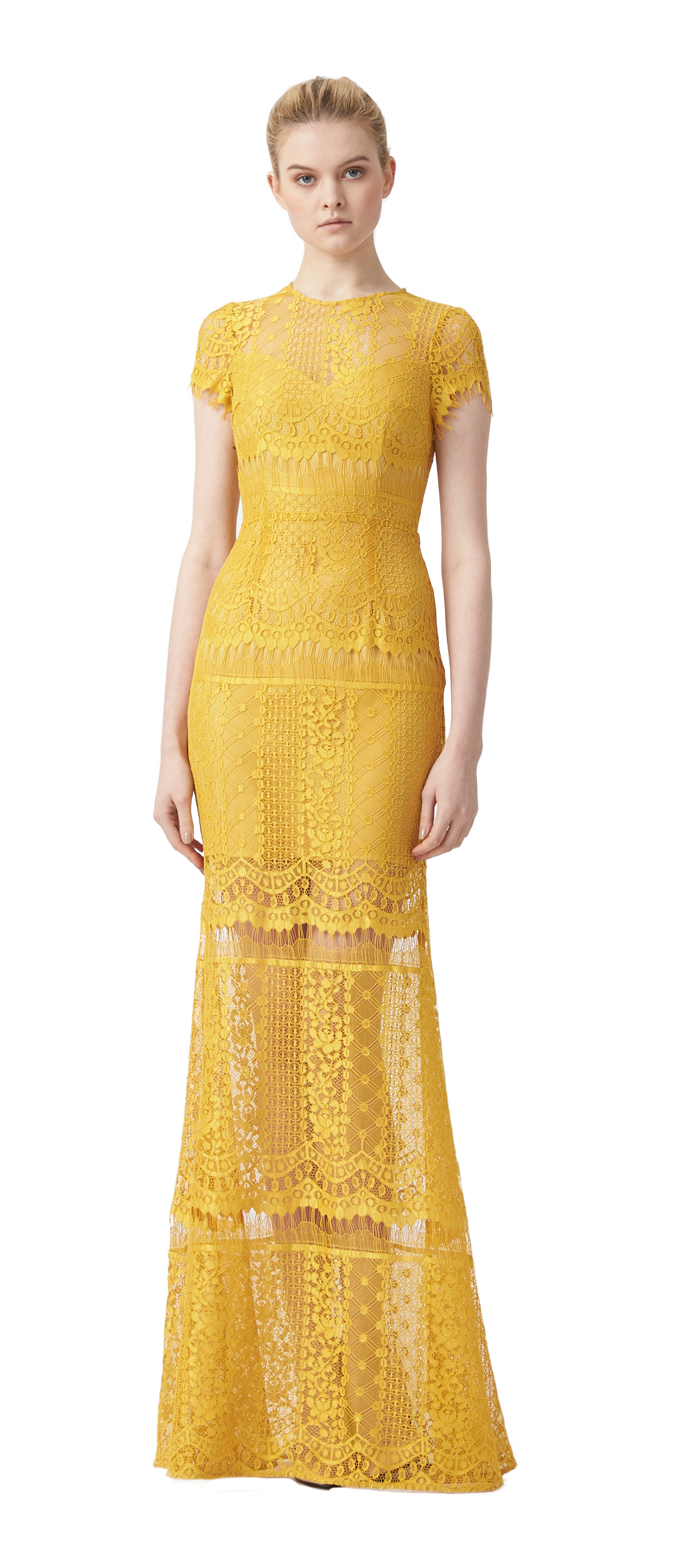 yellow cap sleeve dress